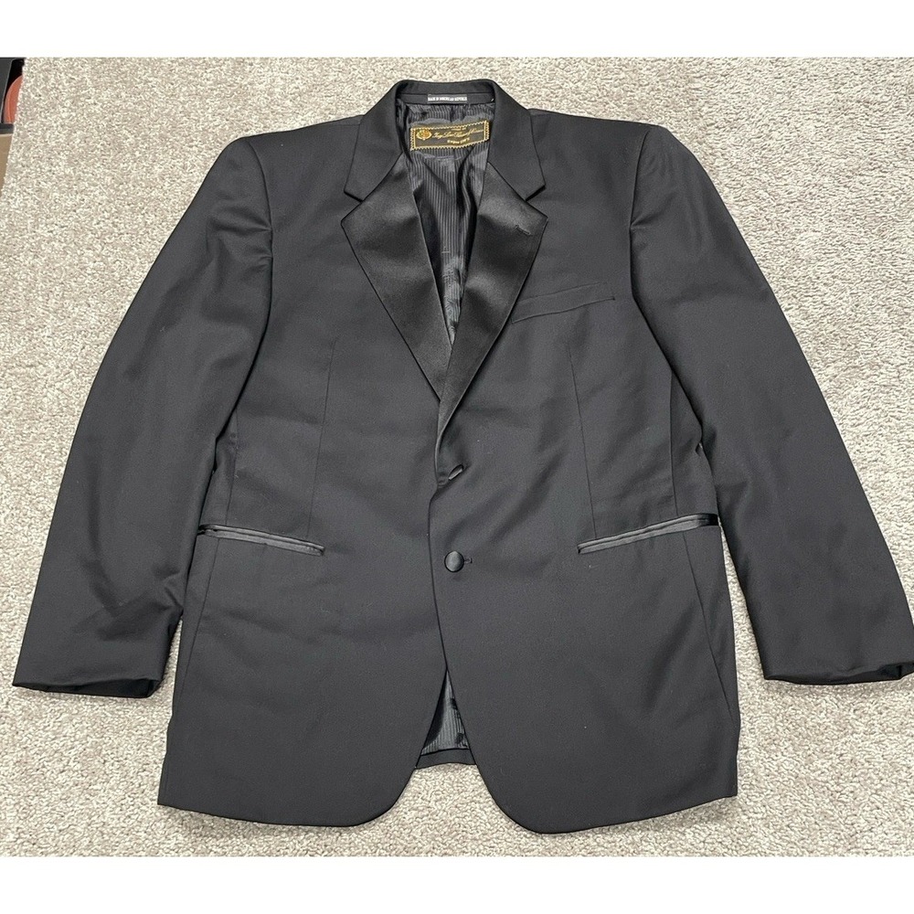 Loro Piana Jacket 44L Super 120s Wool Black Tuxedo Blazer Formal Dinner Coat Men